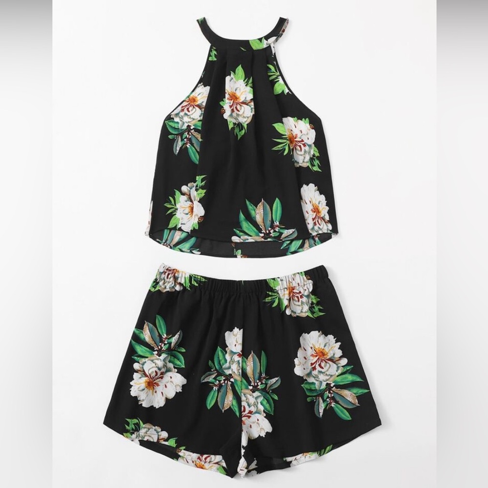 SHEIN Curve Black Floral Set